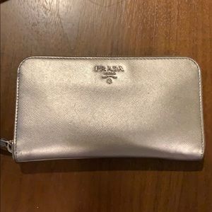 Prada silver metallic wallet